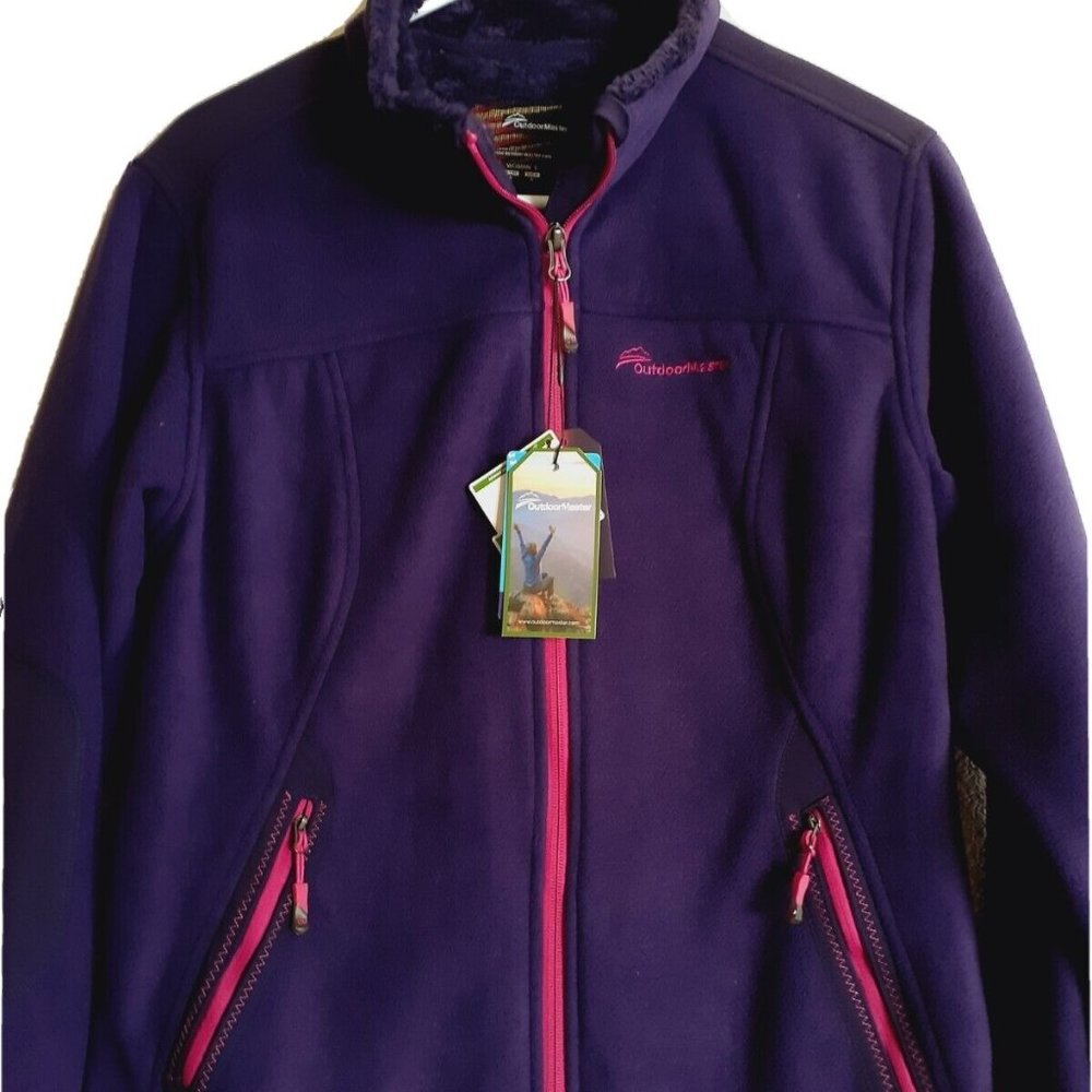 OUTDOORMASTER Womens hoodie Jacket activewear Purple faux fur L